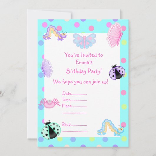 SWEET FRÜHJAHRESPARTEI EINLADUNG BLAUE (Vorderseite)