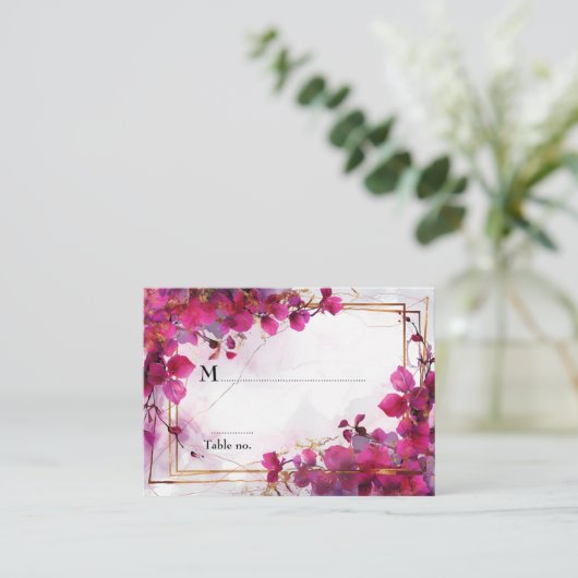 💍 Sweet Fuchsia Verzauberung Wasserfarbe Platzkarte (Stehend Vorderseite)