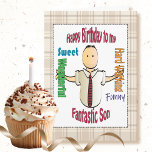 Sweet Fun Adult Son Cartoon - Geburtstag kostenlos Karte<br><div class="desc">Lass deinem Sohn,  wie stolz du auf ihn bist,  dass du an seinem Geburtstag bist! Diese Gratis-Karte kann mit Ihrer Geburtstagsnachricht und seinem Namen personalisiert werden</div>