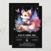 Sweet Fun Fox Geburtstag digital Einladung (Vorne/Hinten)