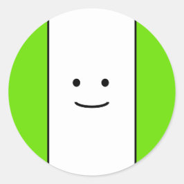 Sweet Fun Lächeln Gesicht Bright Green Edge Streif Runder Aufkleber