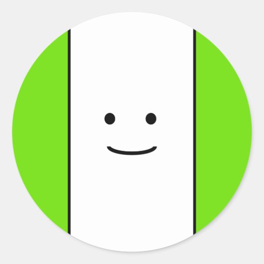 Sweet Fun Lächeln Gesicht Bright Green Edge Streif Runder Aufkleber (Vorderseite)