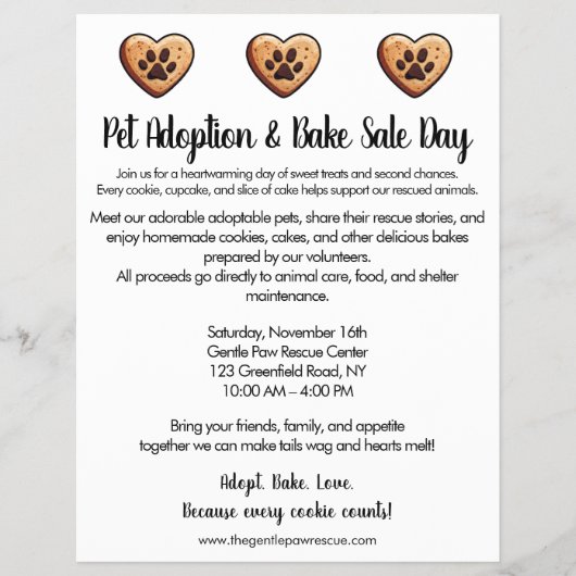 Sweet Fundraiser for Animal Rescue Flyer (Vorne)