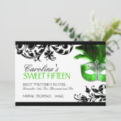 Sweet Fünfzehn Masquerade Einladung (Stehend Vorderseite)