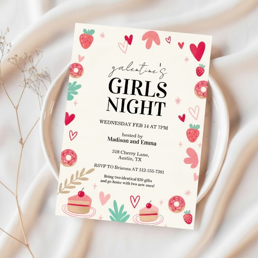 Sweet Galentines Day Invitation Donut Treats Einladung