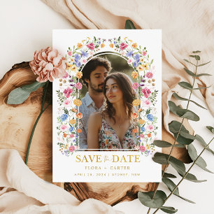 Sweet Garden Floral Arch Foto Save the Date Einladung