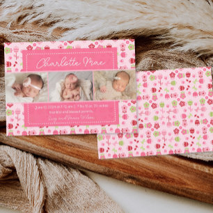 Sweet Garden Pink Baby Girl Ankündigung