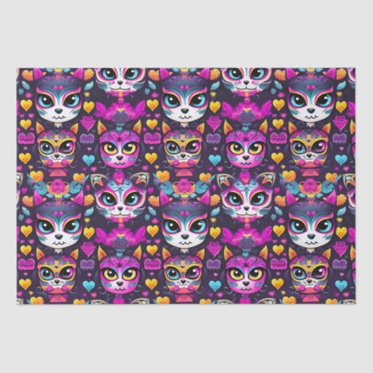 😻 Sweet Gatos de Muertos Fiesta Seidenpapier (Vorderseite)