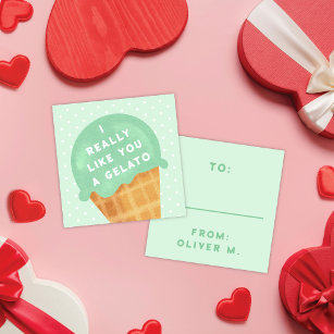 Sweet Gelato Mint Classroom Valentine's Day Card Begleitkarte