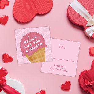 Sweet Gelato Pink Classroom Valentine's Day Card Begleitkarte