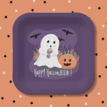 Sweet Ghost Lila Halloween-Papierplatte