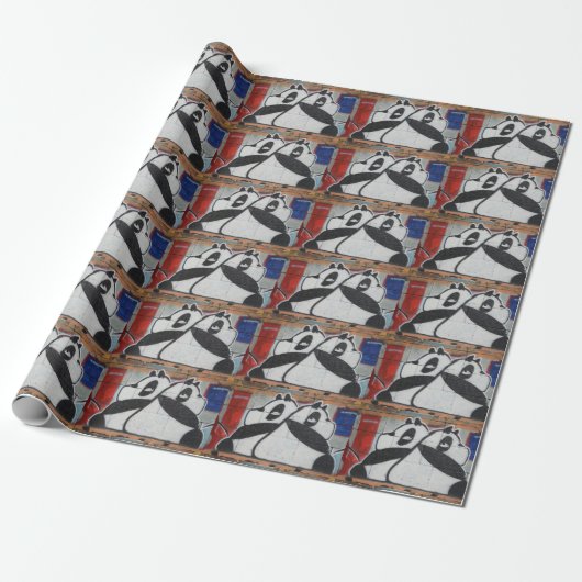 Sweet Giant Pandas Graffiti Geschenkpapier (Ungerollt)