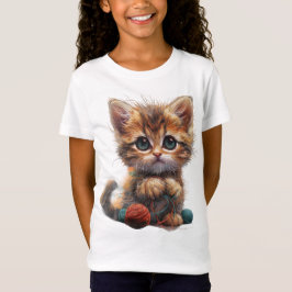 Sweet Ginger und White Patchwork Kitten Charm T-Shirt