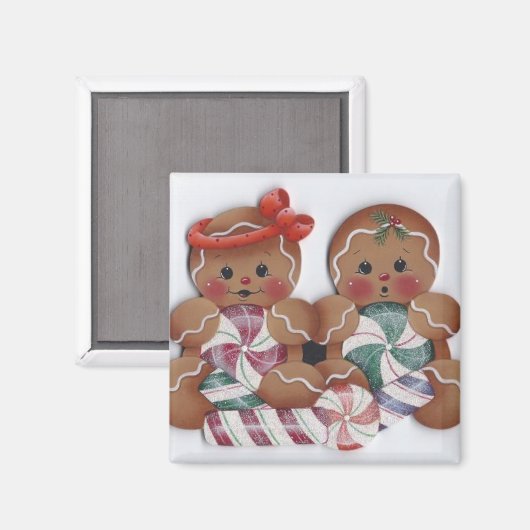 Sweet Gingerbread Candy Twins Kitchen Magnet (Vorderseite/Rückseite)