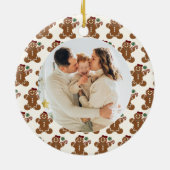 Sweet Gingerbread Girl Frame Familie Weihnachten Keramik Ornament (Hinten)