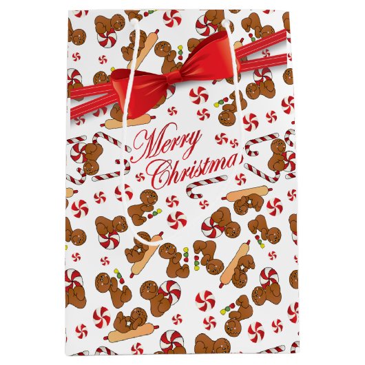 Sweet Gingerbread Men Bakers Mittlere Geschenktüte (Vorderseite)