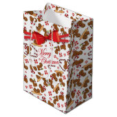 Sweet Gingerbread Men Bakers Mittlere Geschenktüte (Vorderseite Schrägansicht)