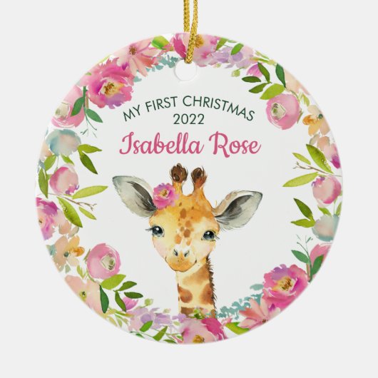 Sweet Giraffe Baby's First Christmas Ornament (Vorne)