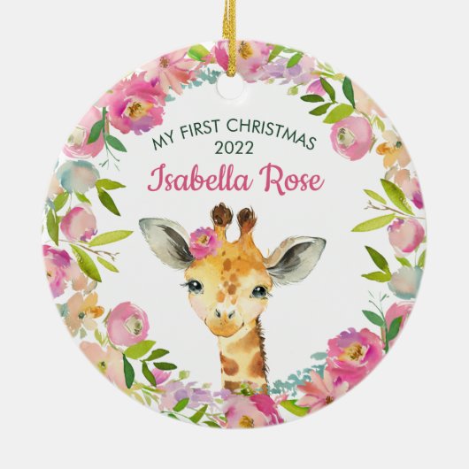 Sweet Giraffe Baby's First Christmas Ornament (Hinten)
