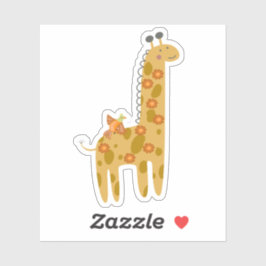 Sweet Giraffe Bird und Blume Orange Gold Laptop Aufkleber