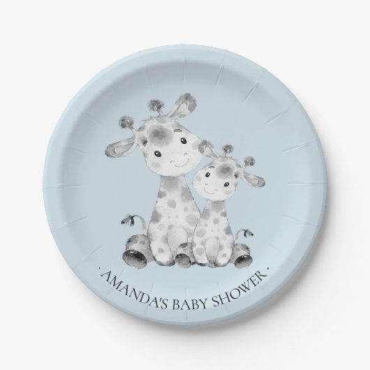 Sweet Giraffe Boys Baby Shower 7" Plättchen Pappteller (Vorderseite)