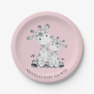 Sweet Giraffe Girls Baby Shower 7" Plättchen Pappteller