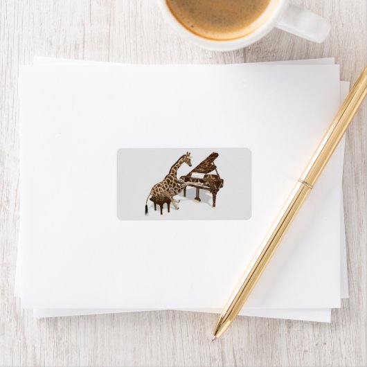 Sweet Giraffe Lieben zum Klavierspielen Adressaufkleber (Insitu)