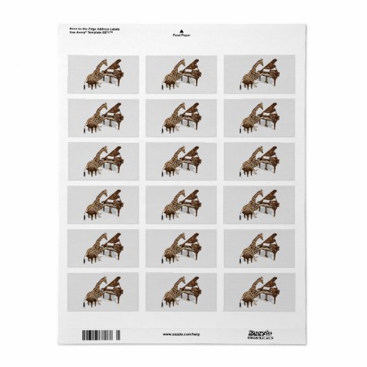 Sweet Giraffe Lieben zum Klavierspielen Adressaufkleber (Vorne)
