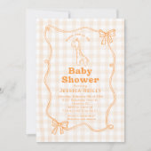 Sweet Giraffe Plaid Bow Elegant Baby Shower  Einladung (Vorderseite)