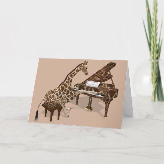 Sweet Giraffe Playing Piano Karte (Vorderseite)
