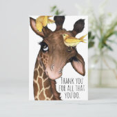 Sweet Giraffe und Freunde Dankeskarte (Stehend Vorderseite)