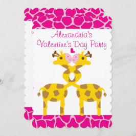 Sweet Giraffen in Liebe Pink Kids Valentines Party Einladung