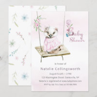 Sweet Girl Badger on Swing Baby Shower Einladung