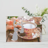 Sweet Girl Bunny Tea Cup Kinderdusche Einladung (Stehend Vorderseite)