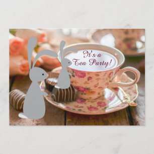 Sweet Girl Bunny Tea Party Kinderdusche Einladung