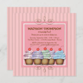 Sweet Girl Cupcake Geburtstagsparty Einladung (Vorne/Hinten)