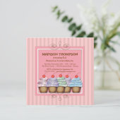 Sweet Girl Cupcake Geburtstagsparty Einladung (Stehend Vorderseite)
