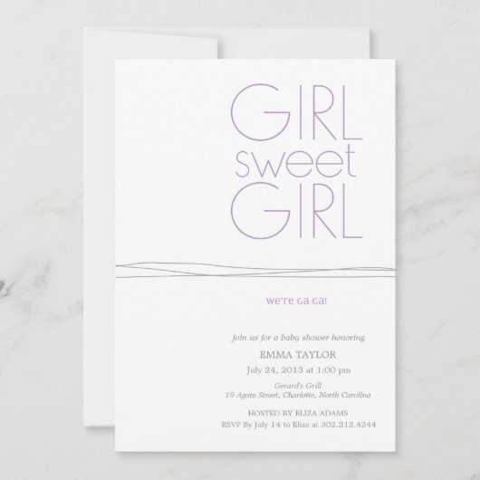 Sweet Girl Custom Dusche Einladung (Vorderseite)