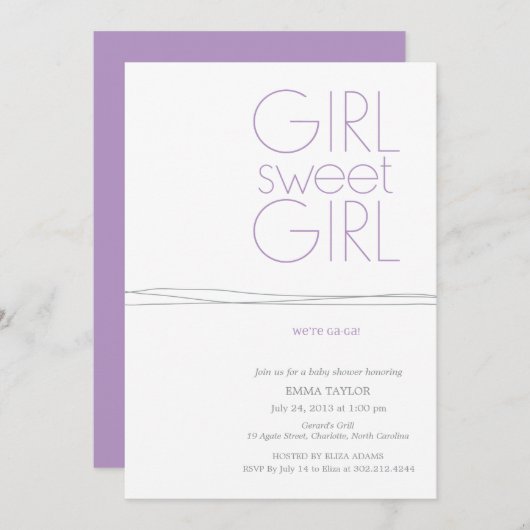 Sweet Girl Custom Dusche Einladung (Vorne/Hinten)