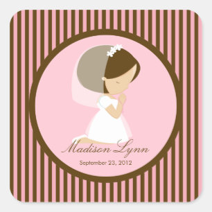 Sweet Girl First Heilige Kommunion Sticker Brown P