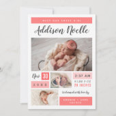 Sweet Girl Foto Collage Geburtsankündigung Ankündigung (Vorderseite)