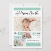 Sweet Girl Foto Collage Geburtsankündigung Ankündigung (Vorderseite)