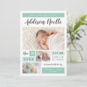 Sweet Girl Foto Collage Geburtsankündigung Ankündigung (Stehend Vorderseite)