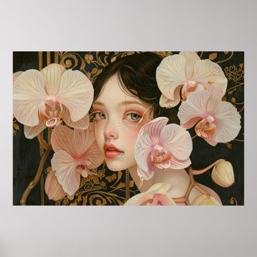 Sweet Girl in Pastel Orchid Blume Poster (Vorne)