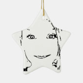 Sweet Girl, Schwarz-weißes Portrait, helle Augen Keramikornament (Rechts)