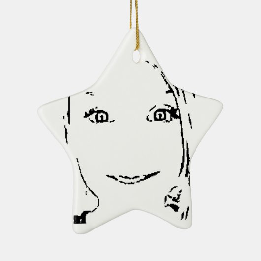 Sweet Girl, Schwarz-weißes Portrait, helle Augen Keramikornament (Rechts)