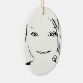 Sweet Girl, Schwarz-weißes Portrait, helle Augen Keramikornament (Rechts)