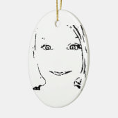 Sweet Girl, Schwarz-weißes Portrait, helle Augen Keramikornament (Links)
