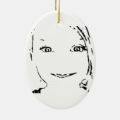 Sweet Girl, Schwarz-weißes Portrait, helle Augen Keramikornament (Hinten)
