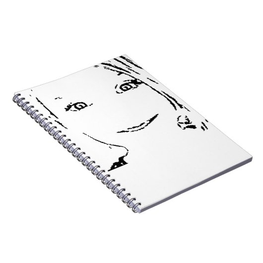 Sweet Girl, Schwarz-weißes Portrait, helle Augen Notizblock (Rechte Seite)